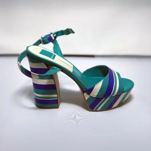 Dolce Vita Gavvin Striped Leather Platform Block Heel Sandal - Picture 4 of 8